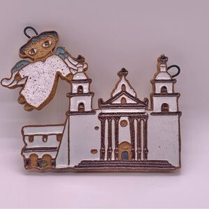 St. Andrew's Abbey Ceramics Mission Santa Barbara Angel Hanging Decor Signed.
